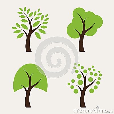 Set of tree icons Stock Photo