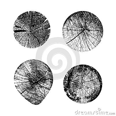 Set of tree rings background. For your design conceptual graphics. Vector illustration. Isolated on white background Cartoon Illustration