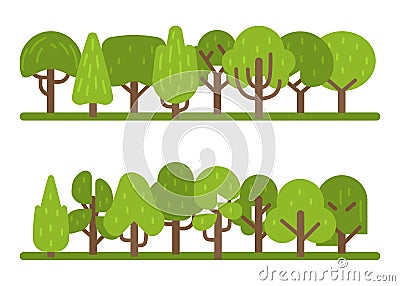 Set of trees. Collection of park and forest, tree collection in modern flat style for design of architectural Vector Illustration