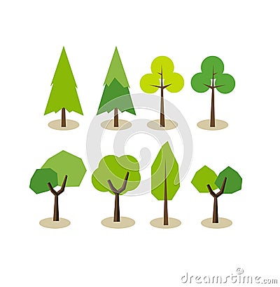 Set of trees icons. Vector Illustration