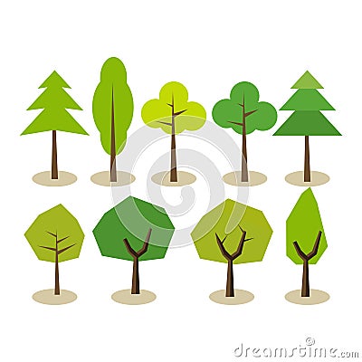 Set of trees. Tree symbols. Tree icons. Vector Illustration