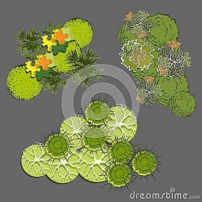 A set of treetop symbols Vector Illustration