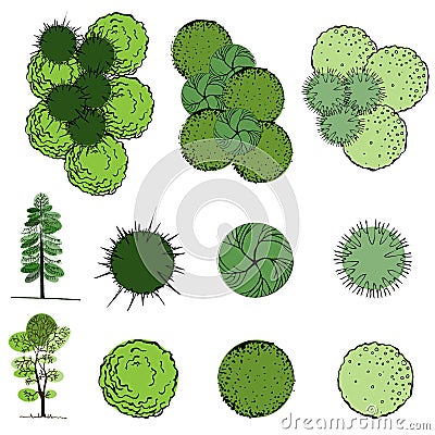 A set of treetop symbols Vector Illustration