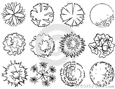 A set of treetop symbols Stock Photo