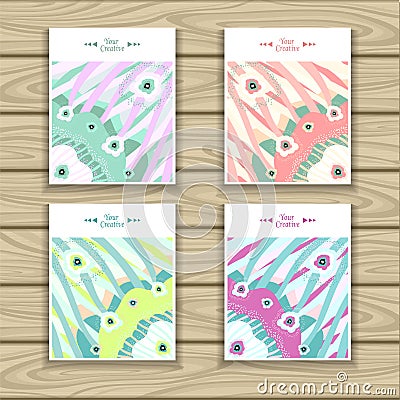 Set Trend Abstract backgrounds in pastel colors Vector Illustration