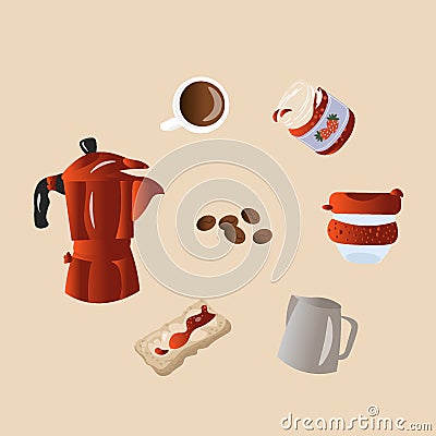 Set of trending vector elements with gradient for coffee shop and cafe menu Vector Illustration