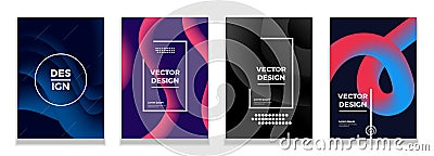 Set of trendy abstract covers with liquid gradient shapes for the background, futuristic design posters Vector Illustration