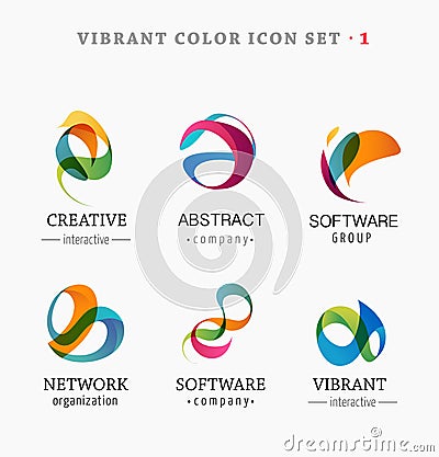 Set of trendy abstract, vibrant and colorful icons Vector Illustration