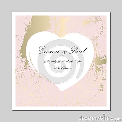 Set of Trendy Romantic Elegant pastel blue Gold Cards Vector Illustration