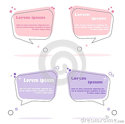 Set of trendy flat geometric vector bubbles. Vivid transparent banners in retro poster design style Vector Illustration