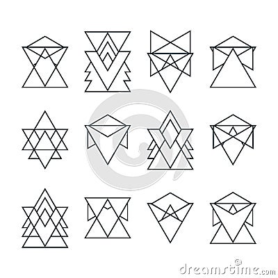 Set of trendy geometric icons. Geometric hipster logotypes Vector Illustration
