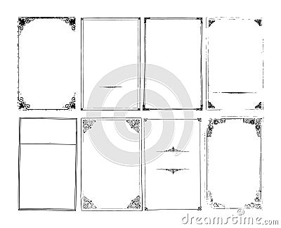 Set of trendy light shabby grungy backgrounds with frames. Vector Illustration