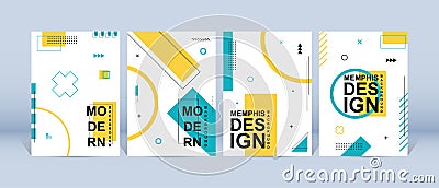 Set of trendy memphis design. colorful geometric background design Vector Illustration