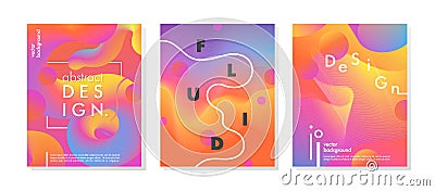 Set of trendy neon posters Vector Illustration