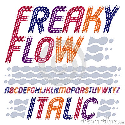 Set of trendy pop vector capital English alphabet letters isolated. Rounded bold italic retro 70s font, typescript for use in log Vector Illustration