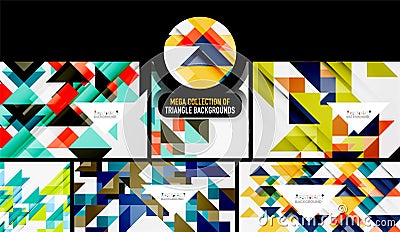 Set of triangles repetition mosaic backgrounds Vector Illustration