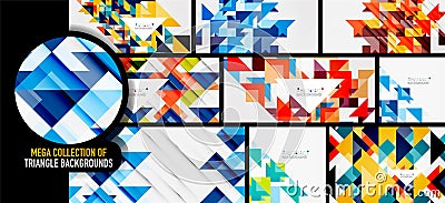 Set of triangles repetition mosaic backgrounds Vector Illustration