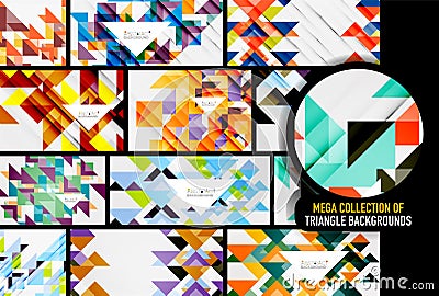 Set of triangles repetition mosaic backgrounds Vector Illustration