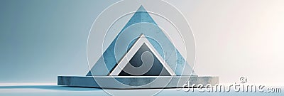 A set of triangular plinths stacked on top of each other creating a pyramidlike display Stock Photo
