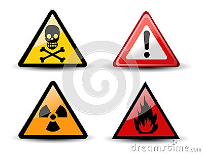 Set of Triangular Warning Hazard Signs Vector Illustration