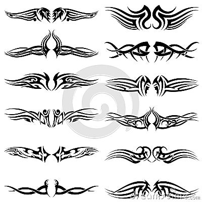 Set of tribal tattoos Vector Illustration