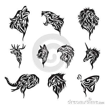 set of tribal tattoos. Vector illustration decorative design Vector Illustration