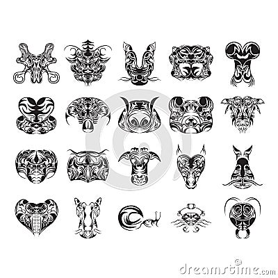 set of tribal tattoos. Vector illustration decorative design Vector Illustration