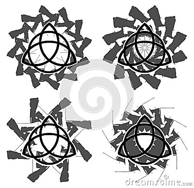 Set of Triquetra on decorations Vector Illustration