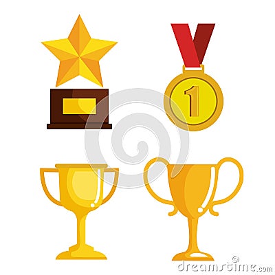 Set trophies competition awards Vector Illustration