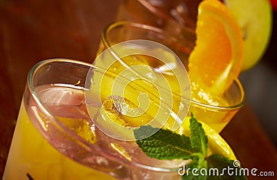 Set tropical cold cocktail Stock Photo