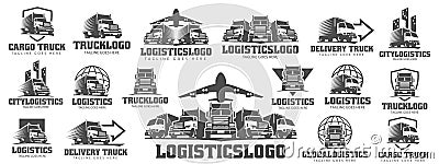 Set of Truck Logo, cargo logo, delivery cargo trucks, Logistic Vector Illustration