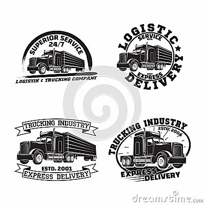 Set of trucking company vintage emblem designs Vector Illustration