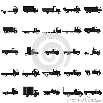 Set trucks black silhouette icons Vector. Vector Illustration