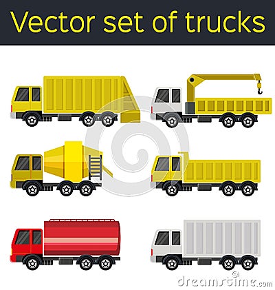 Set of trucks Cartoon Illustration