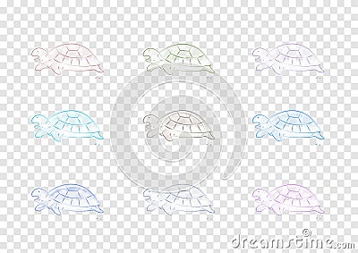 A set of turtle cartoon for global warming isolated on white background, watercolor vectors Vector Illustration