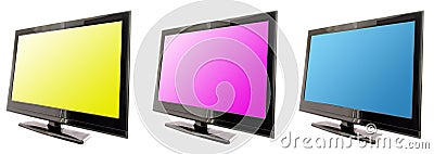 Set of tv or computer monitor with color screen Stock Photo