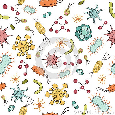 Set of twelve colorful viruses and bacteria Vector Illustration