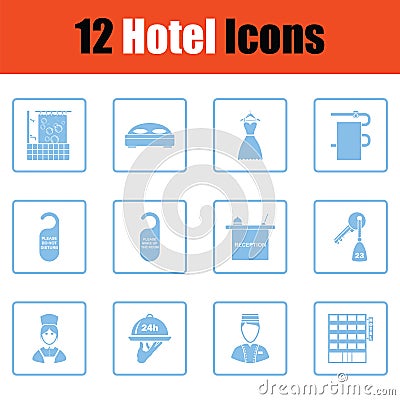 Set of twelve hotel icons Vector Illustration