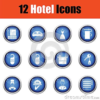 Set of twelve hotel icons. Vector Illustration