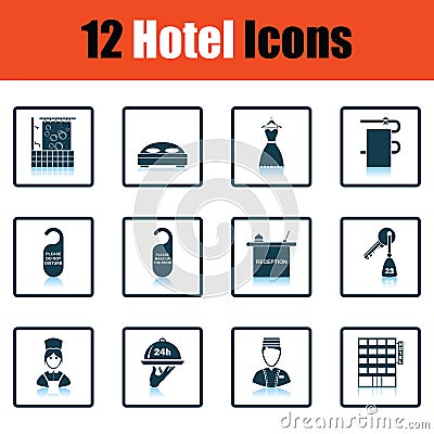 Set of twelve hotel icons Vector Illustration