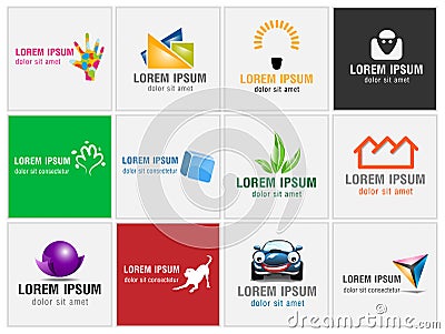 Set of twelve icons for business logos Vector Illustration