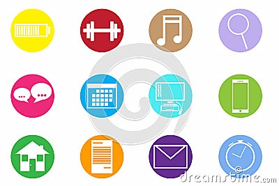 Set of twelve icons Stock Photo