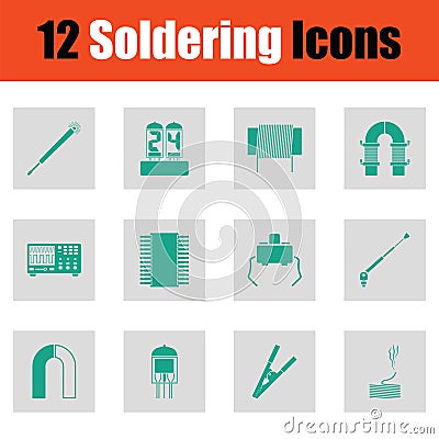 Set of twelve soldering icons Vector Illustration