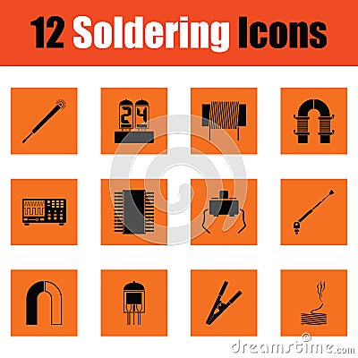 Set of twelve soldering icons Vector Illustration