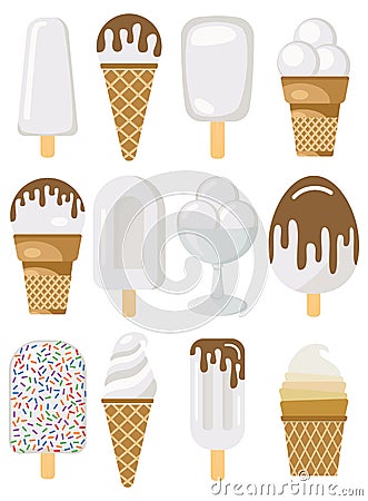 Set of twelve vector illustration of ice cream. Vector Illustration