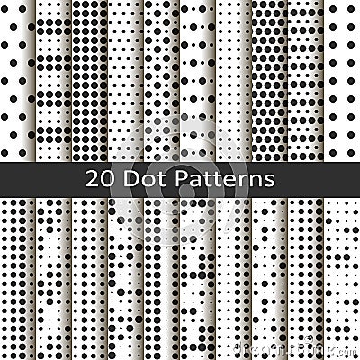 Set of twenty dot patterns Vector Illustration