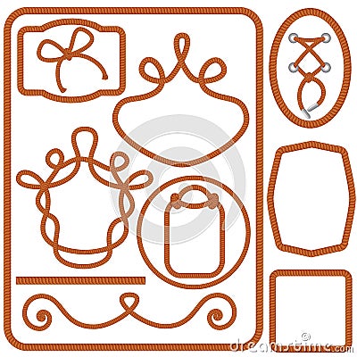 Set of Twisted rope frames and borders Vector Illustration