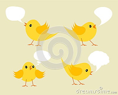 Set of Twittering Yellow Chicks. Vector Illustration