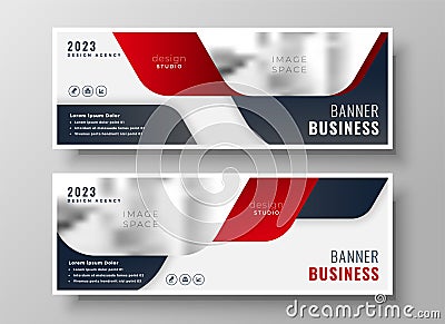 Set of two business banners in red theme Vector Illustration