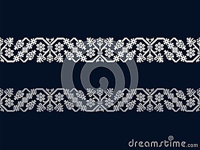 Set of two ethnic borders with floral ornamentation. seamless template in swatch panel Vector Illustration